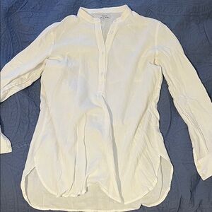 Classic White Half Button-Up blouse
